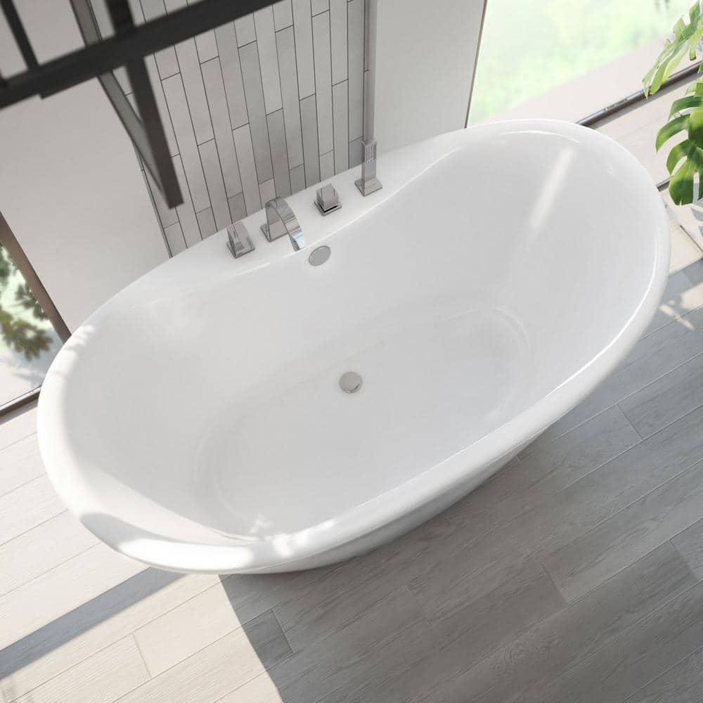 60" L x 32" W Free Standing Soaking Acrylic Bathtub