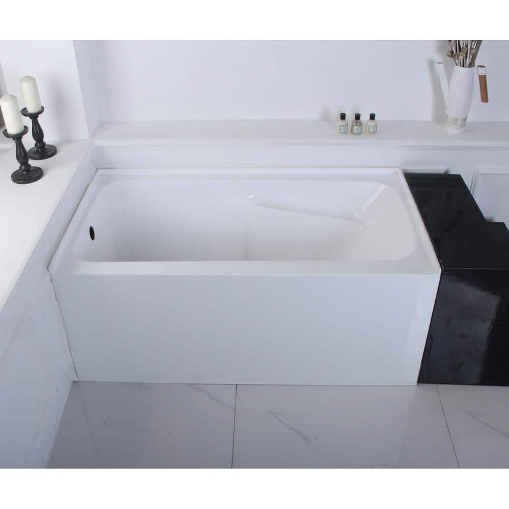 54 in. Acrylic Alcove Tub with Arm Rest & Left Hand Drain Hole, White