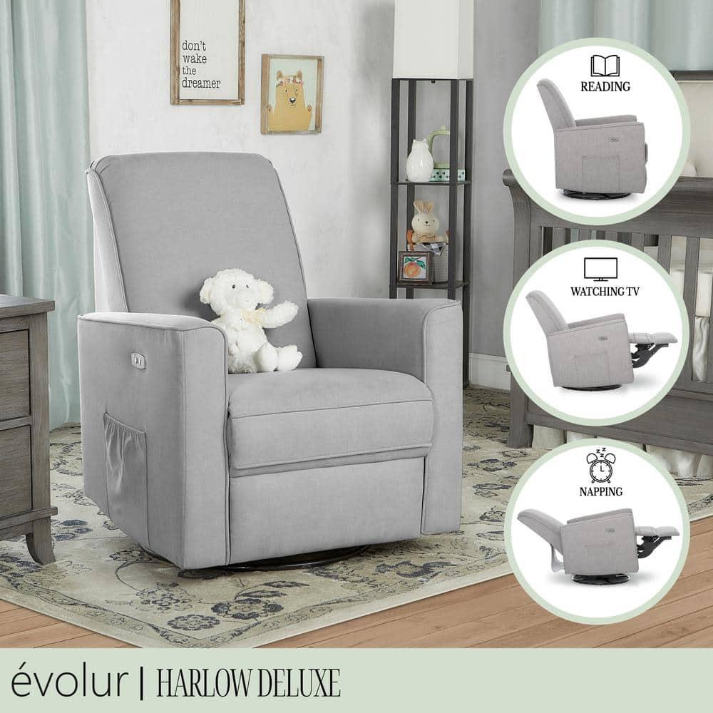 Evolur Greenguard Gold Certified Upholstered Swivel Reclining Glider