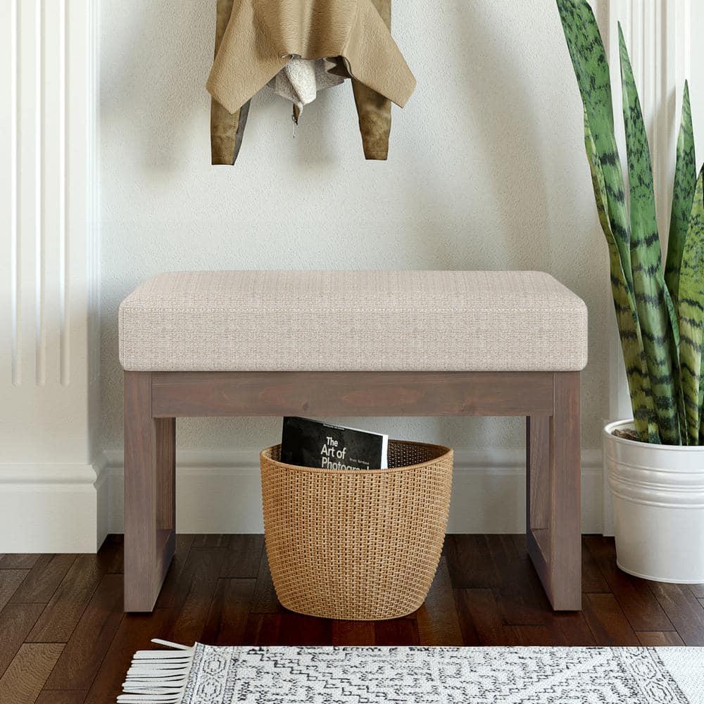 Simpli Home Milltown 26 in Wide Rectangle Footstool Small Ottoman Bench