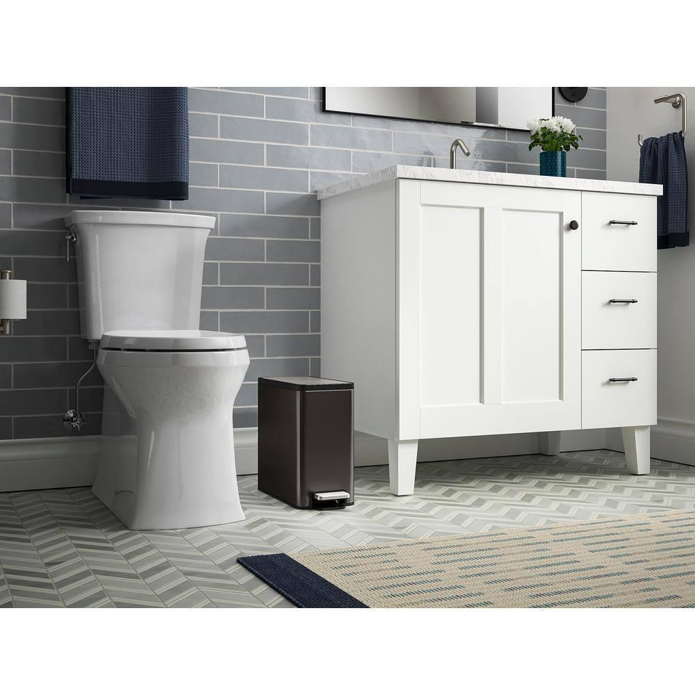 Reset 2.5-Gallon Bathroom Trash Can, Slim Stainless Steel Step Trash Can with Quiet-Close Lid