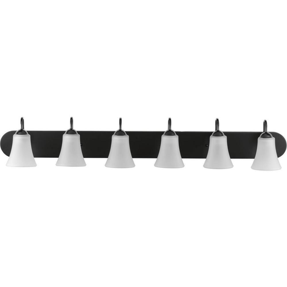 Progress Lighting Classic 6-Light Bath Wall Light, Brushed Nickel, Etched Glass Shades