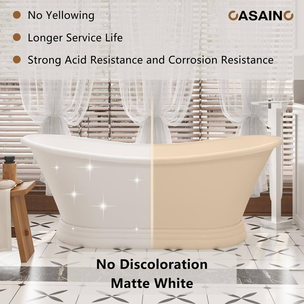CASAINC Crescent 67.13"x 29.53" Solid Surface Stone Freestanding Soaking Bathtub CA06004S67MW