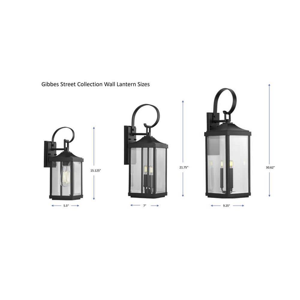 Progress Lighting Gibbes Street 3-Light Wall Lantern in Antique Bronze with Clear Beveled Glass