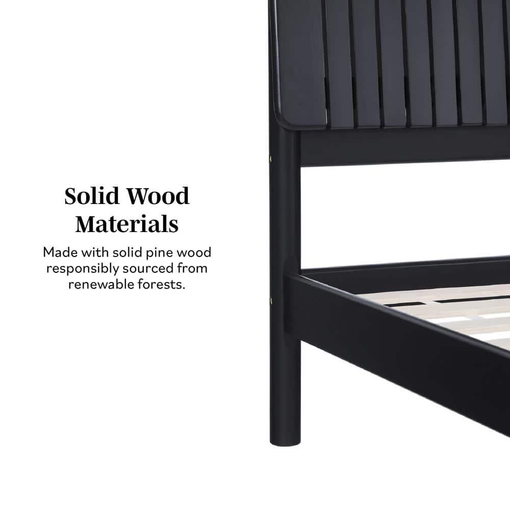 Walker Edison Transitional Solid Wood Platform King Bed - Black