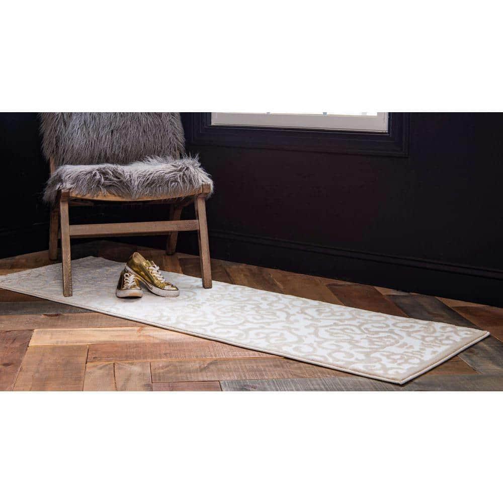 Unique Loom Rushmore Collection Area Rug - Johnson (3' x 9' 10" Runner Snow White/Beige)