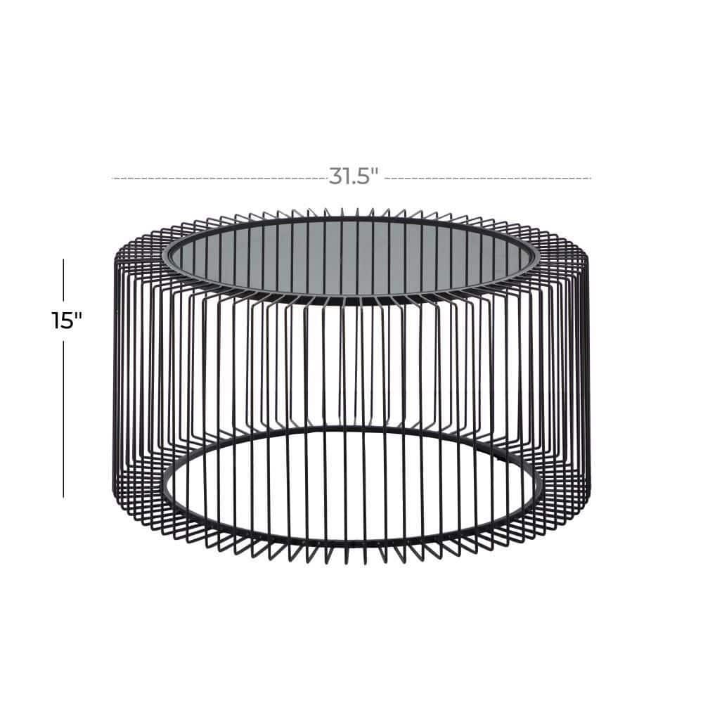 Contemporary Metal Coffee Table Black - Olivia & May: Modern Glass Top, No Assembly Required