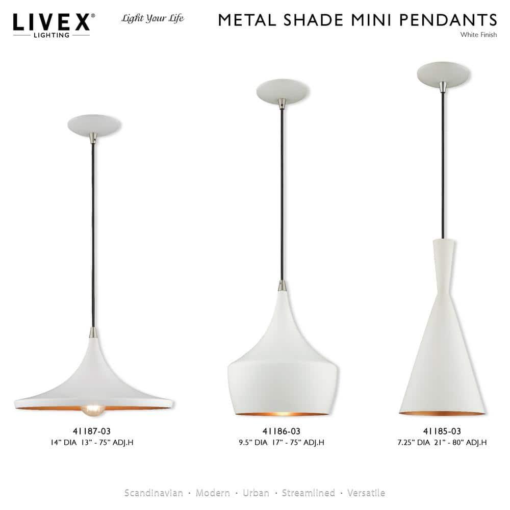 Livex Lighting Metal Shade 1 - Light Chandelier in  White