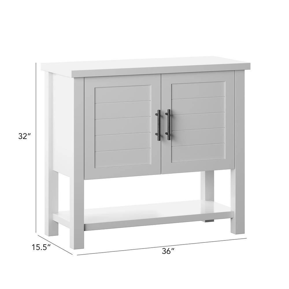 Twin Star Home Console Table with USB Charging Ports and Louvered Doors