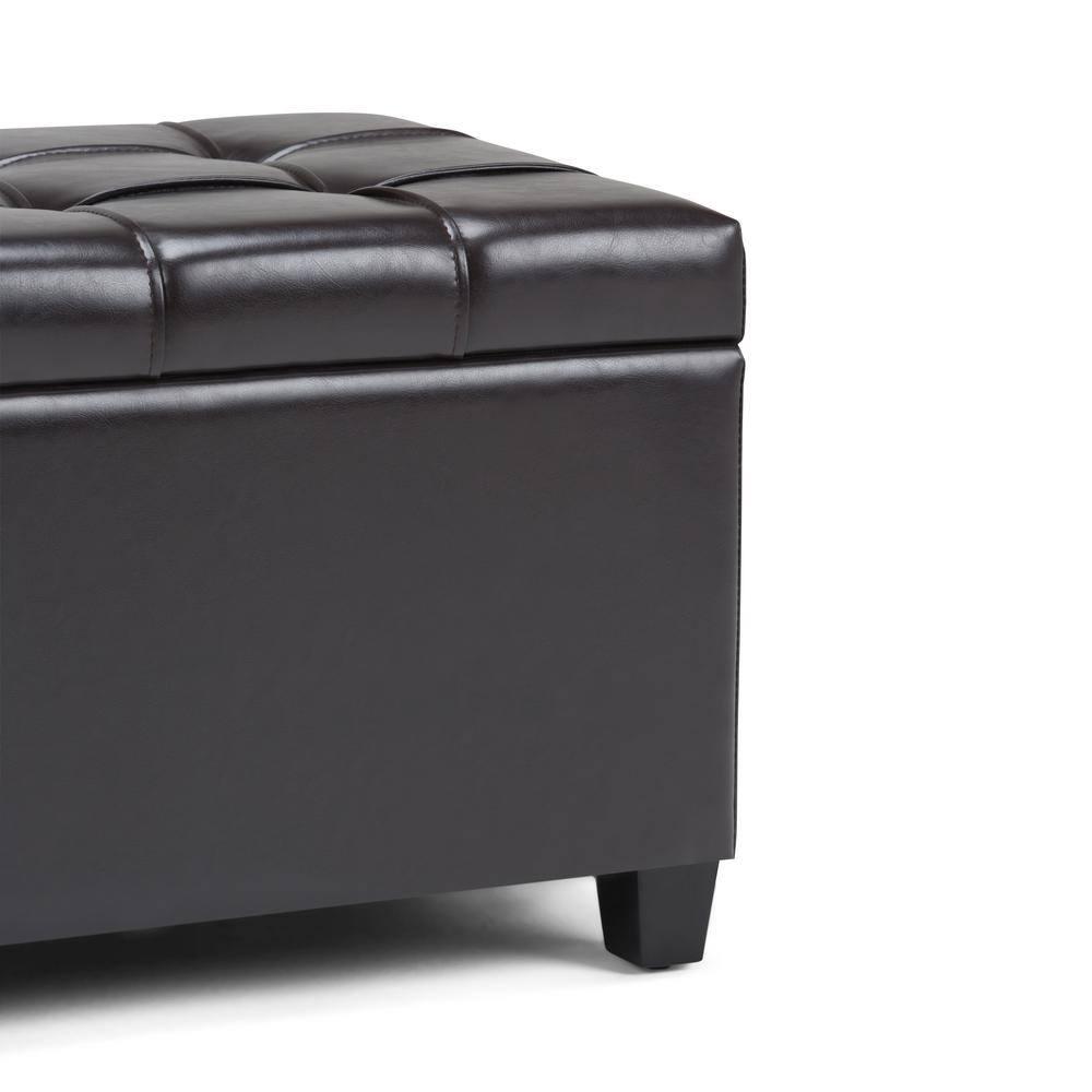 Simpli Home Sienna 33"W Upholstered Storage Ottoman Bench with Lift-Up Tufted Top