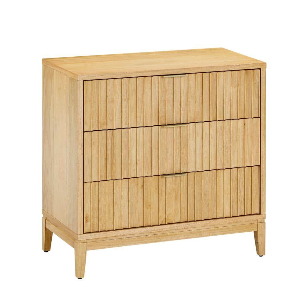 Nathan James 3-Drawer Dresser With Solid Wood Frame And Fluted Details