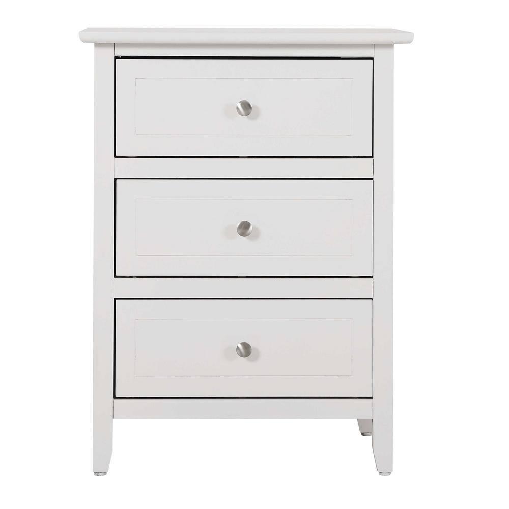 Passion Furniture Daniel 3-Drawer White Nightstand (25 in. H x 19 in. W x 15 in. D)