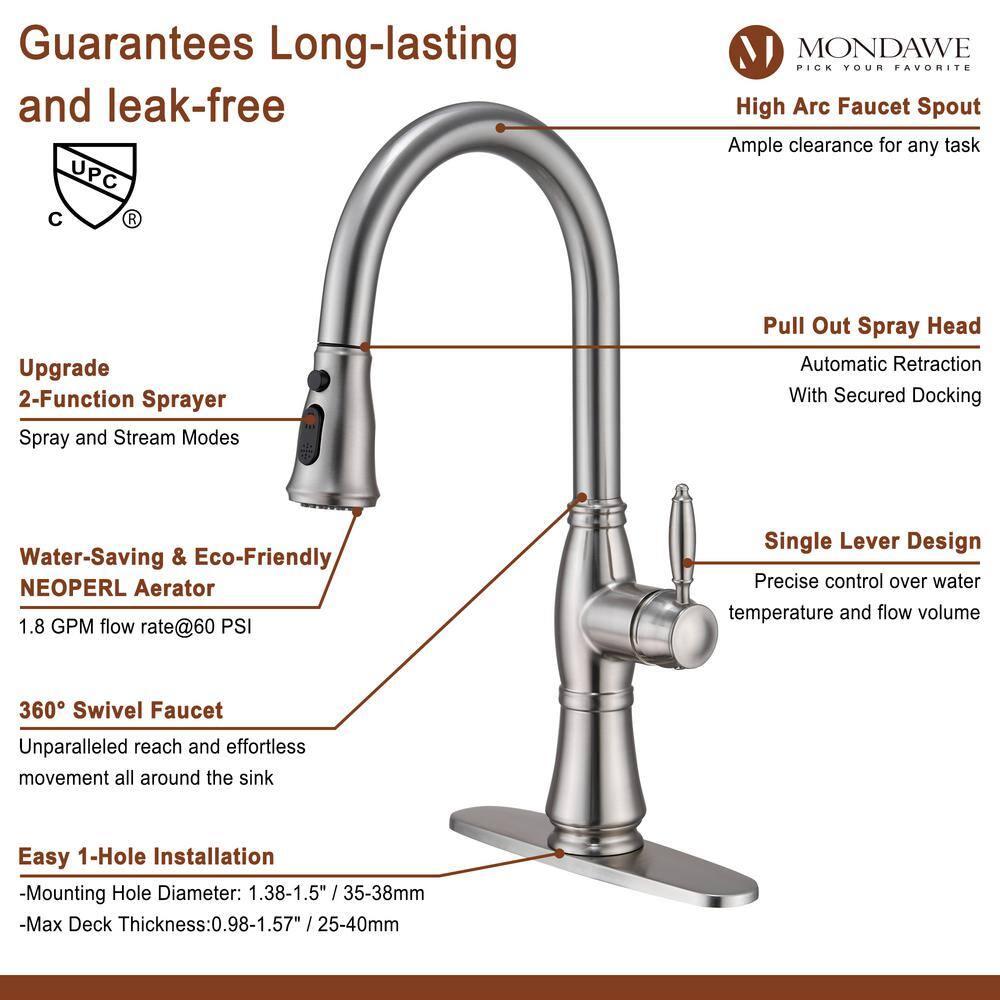mondawe Mondawe Pull Down Kitchen Faucet MD-D48-BN