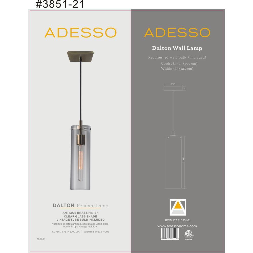 13.75" Dalton Pendant Ceiling Light Brass - Adesso