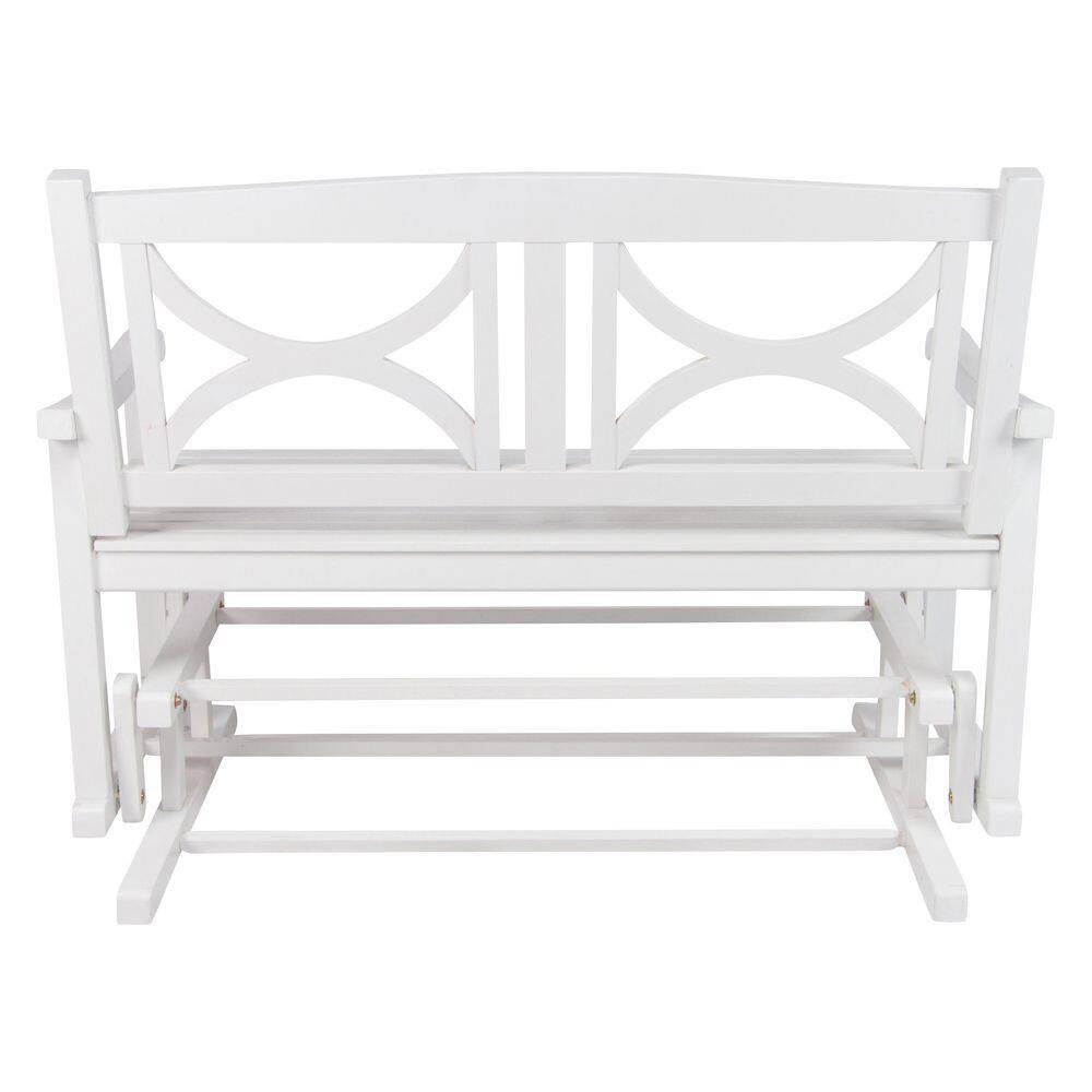 Shine Company Traditional Hardwood Patio Porch Glider Bench in White