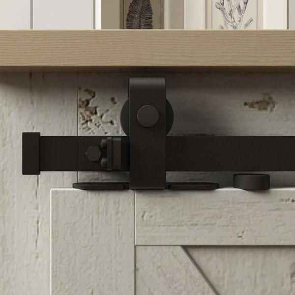 American Pro Decor Solid Steel Mini Sliding Rolling Barn Door Hardware Kit for Single Wood Doors