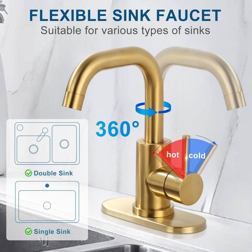 Single Handle Stainless Steel Bar Faucet With Supply Lines And Deckplate