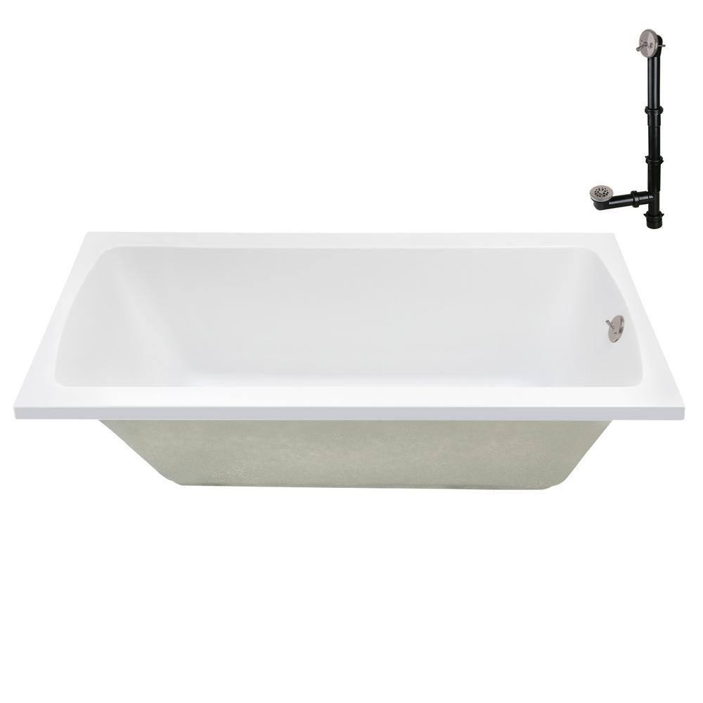 60'' x 32'' Acrylic Soaking Drop-In Bathtub, Drain Included