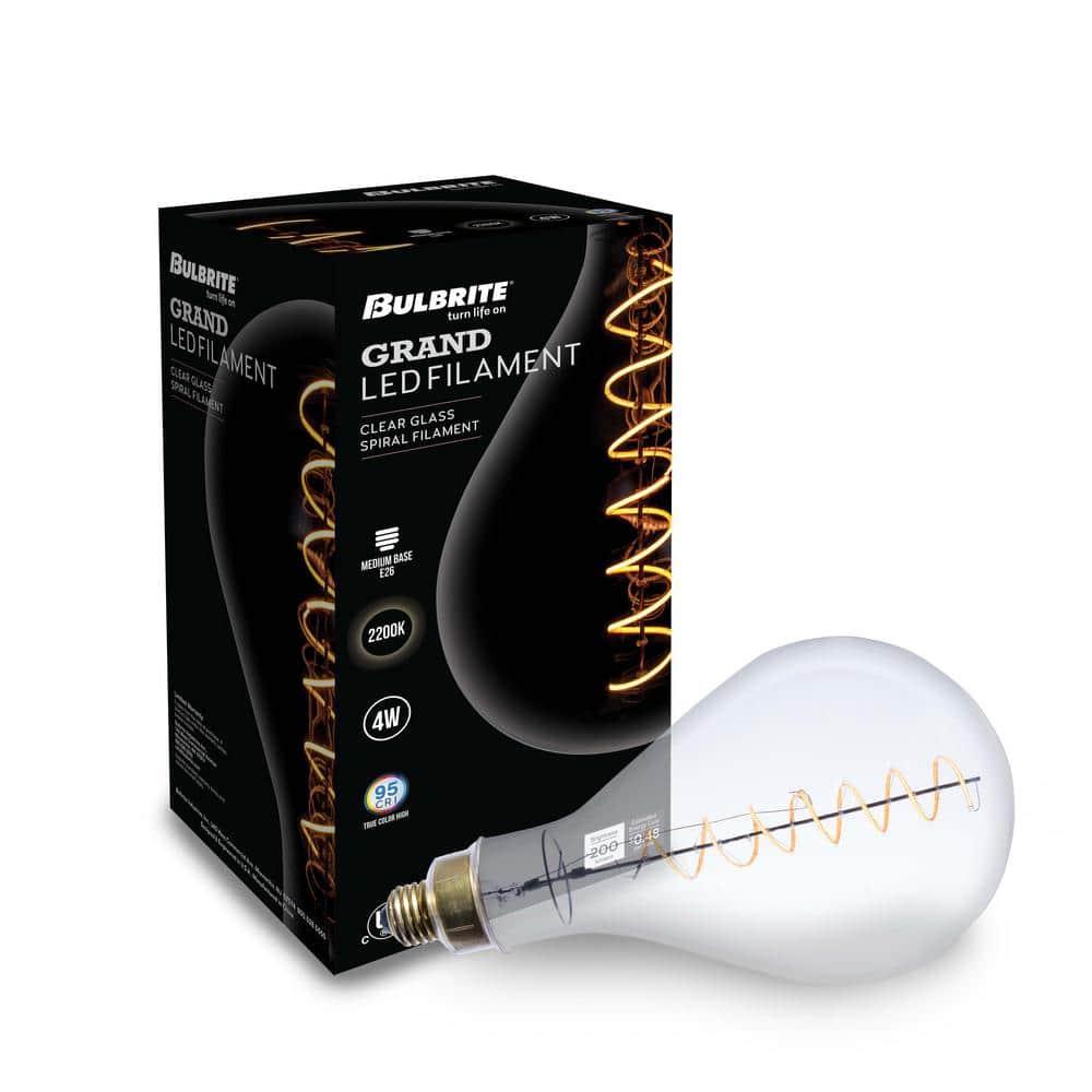 Bulbrite Industries 776300 Oversized PS52 Clear LED Edison Bulb, 60 Watt Equivalent, E26 Dimmable 2200K