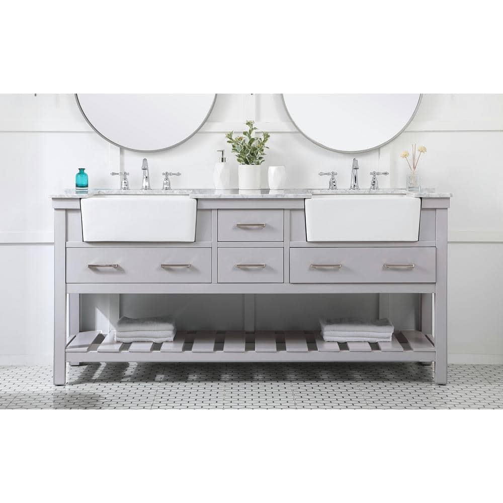 Pelaghia 72'' Double Bathroom Vanity with Marble Top