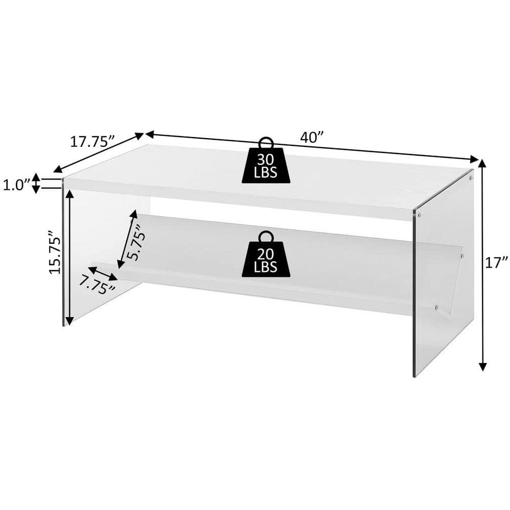 Convenience Concepts SoHo Glass Coffee Table with Shelf, Weathered Gray/Glass