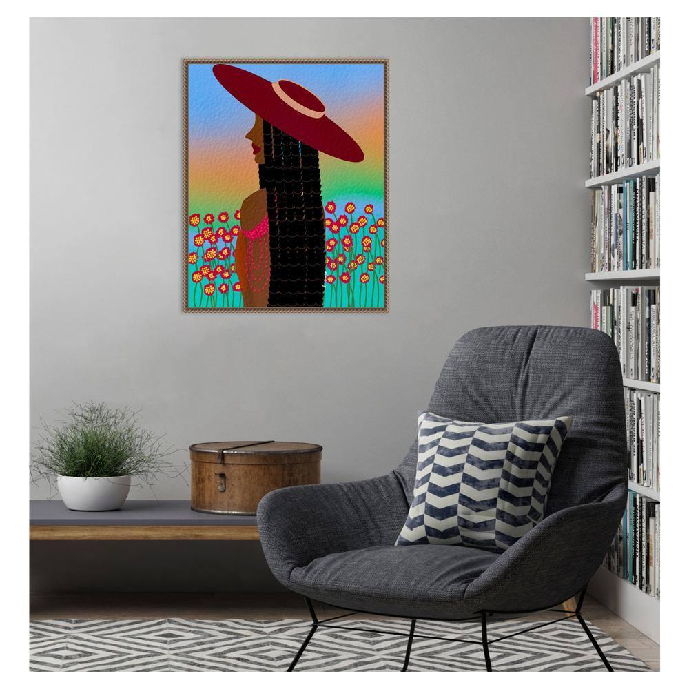 Amanti Art 23"x28" Lola Lady by Lorintheory Framed Canvas Wall Art Print Bronze : Modern Style, Polystyrene Frame, Lithograph Medium