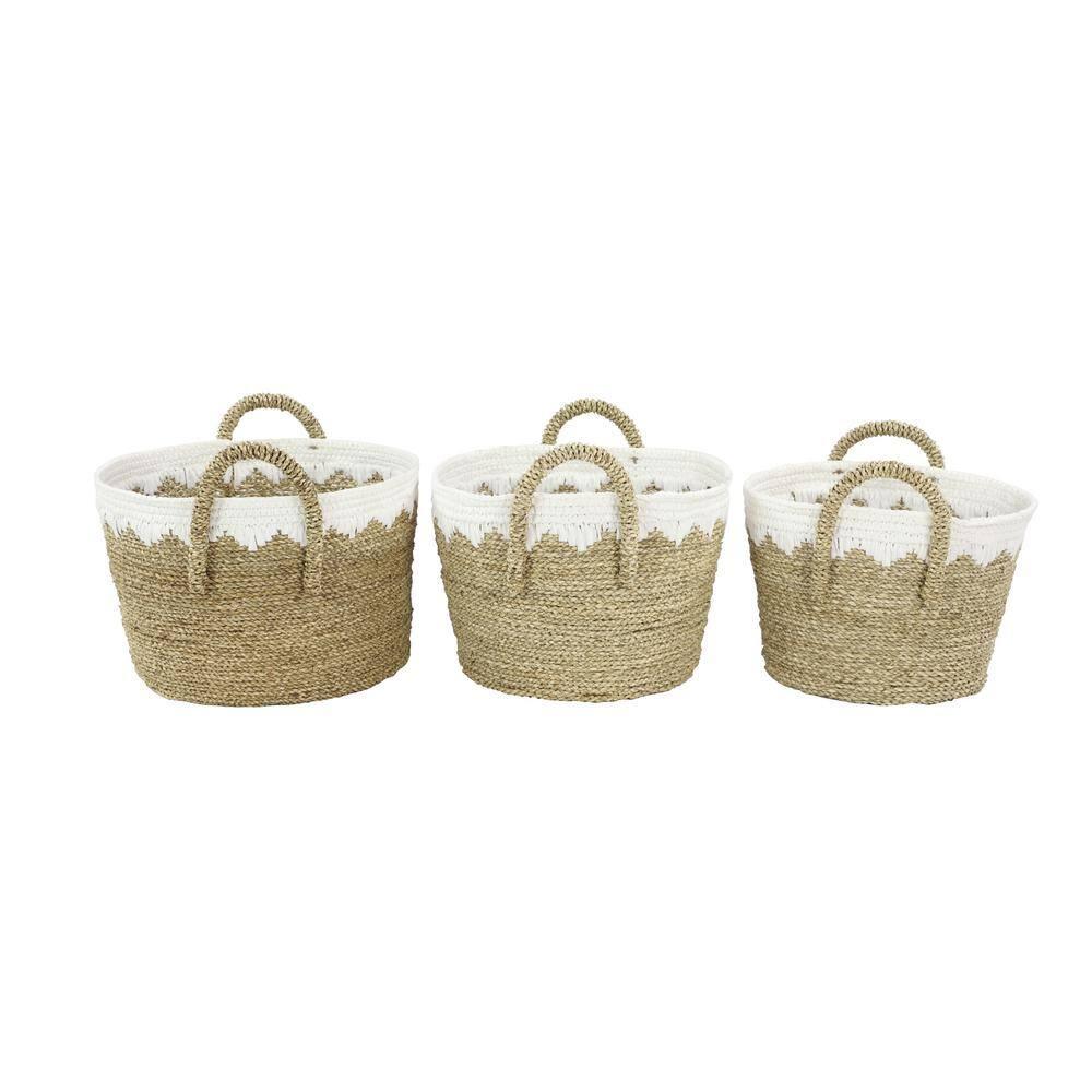 Brown Sea Grass Natural Storage Basket 11 in., 11 in., and 10 in. (Set of 3)