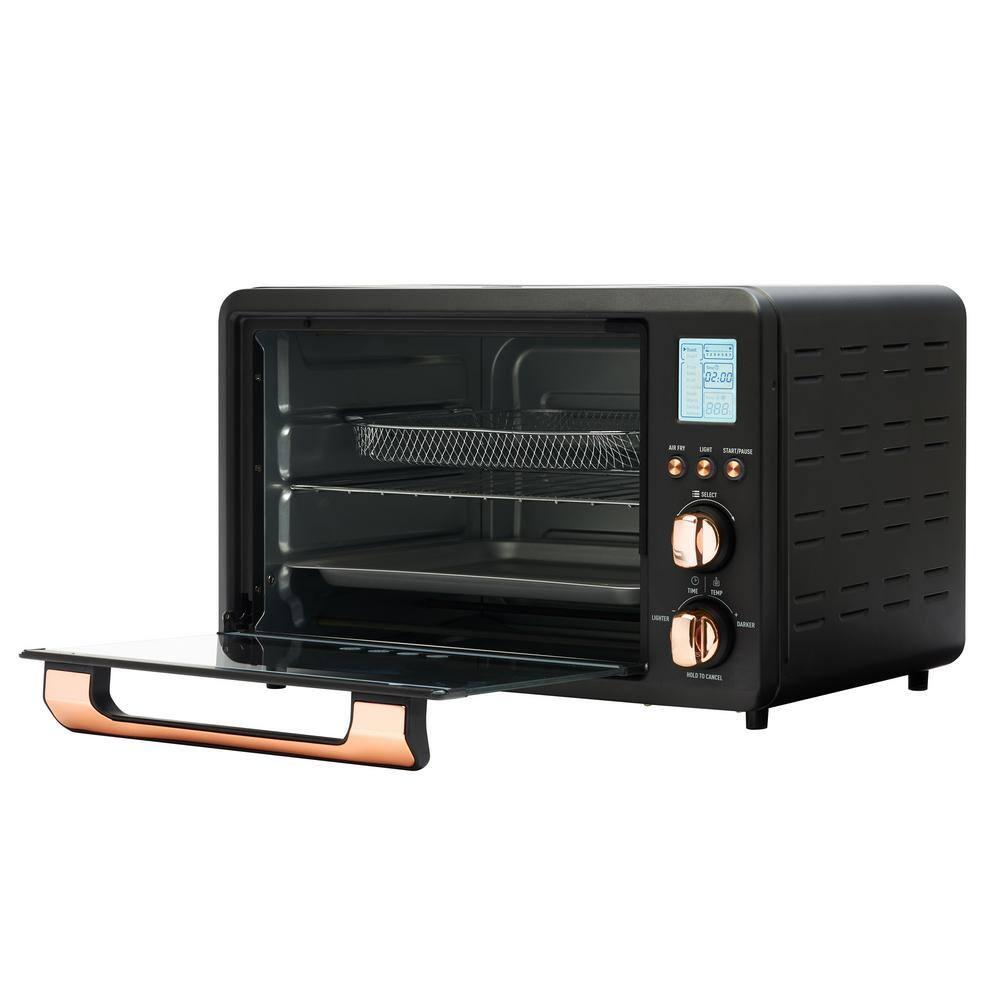 HADEN Haden Countertop 6 Slice Toaster Oven Air Fryer Combo for Kitchen, Black/Copper