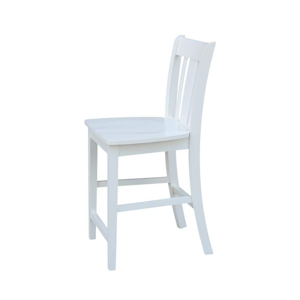 24" San Remo Counter Height Barstool Off White - International Concepts: Solid Wood, Slat Back