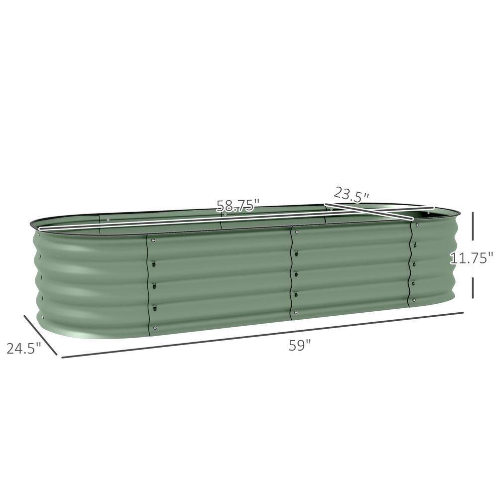 LoLado Kit de Cama de Jardín Elevada Galvanizada de 4.9' x 2' x 1', Macetero Elevado de Metal para Exteriores con Borde de Seguridad, Tanque de Almacenamiento Fácil de Usar para Cultivar Flores, Hierbas y Verduras, Verde