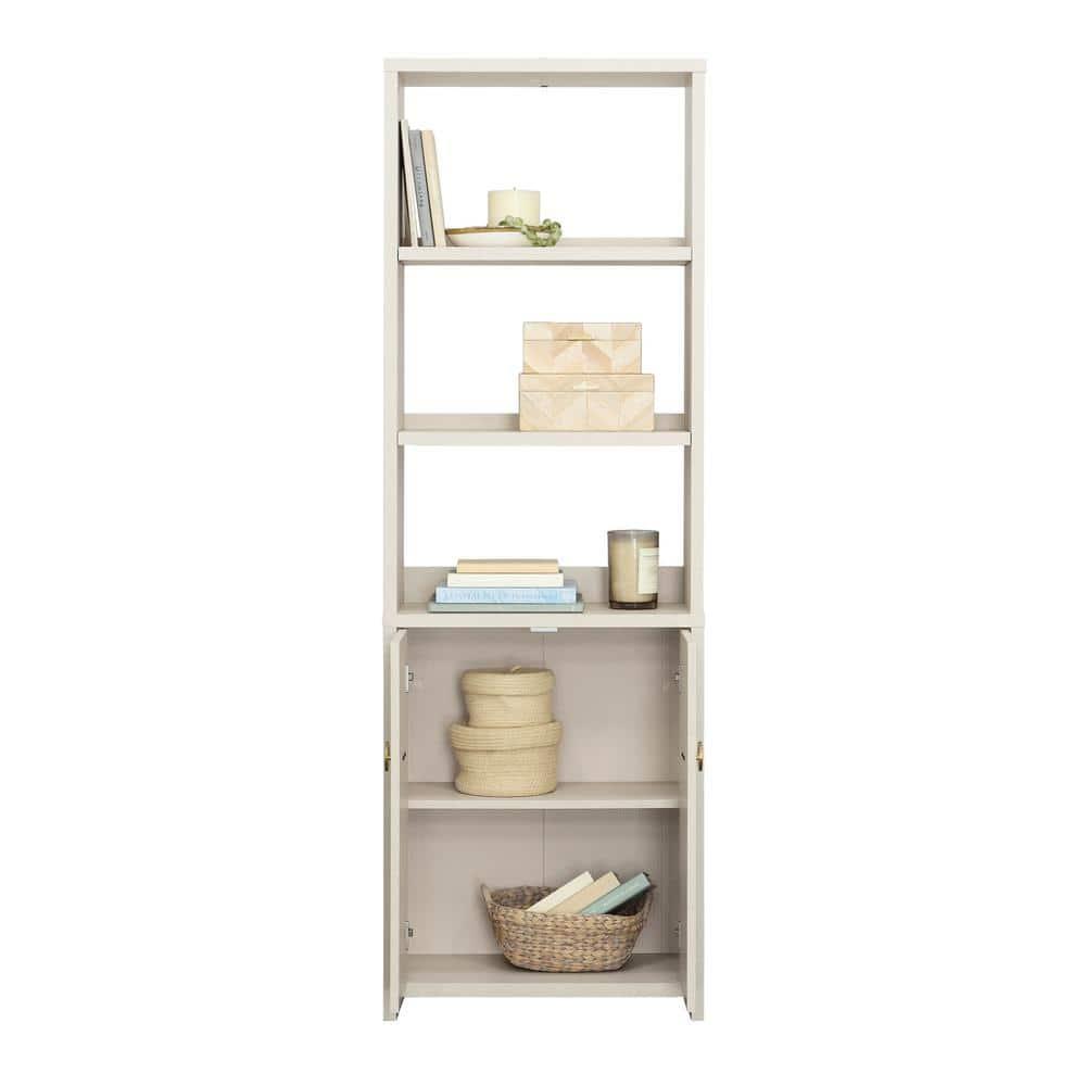 Sauder 70" 5 Shelf Grand Coast Bookcase with Doors Dove Linen