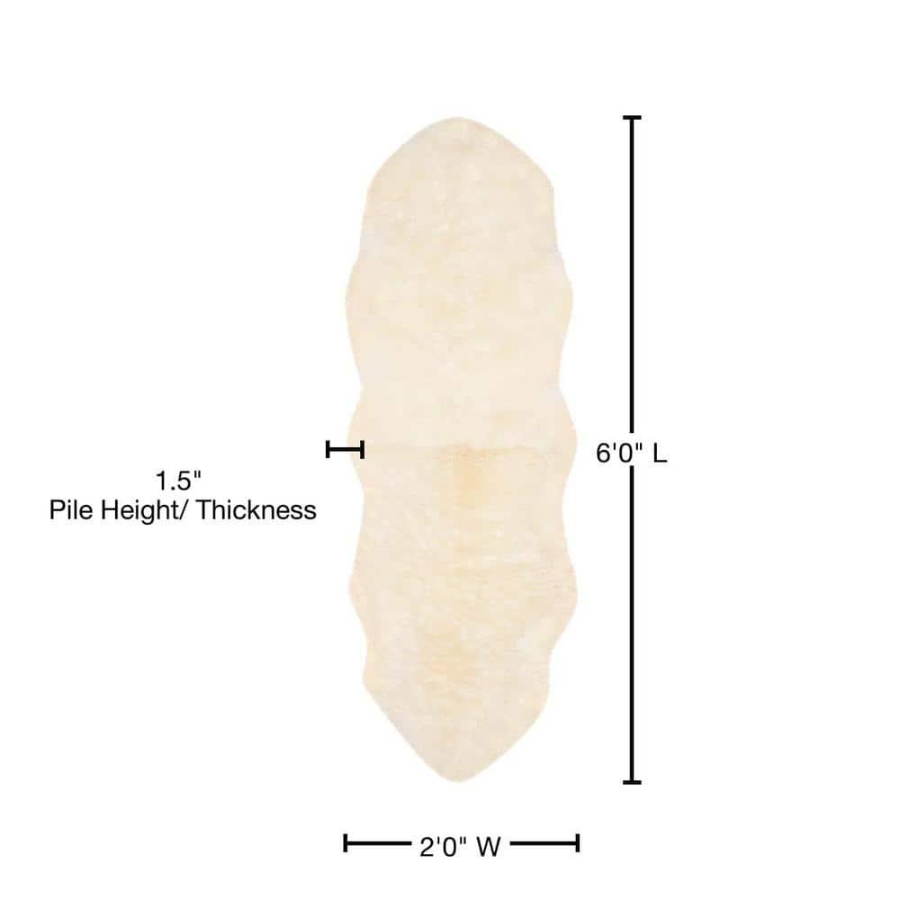 Sheep Skin SHS211 Hand Woven Runner Rug - Natural/White - 2'x6' - Safavieh.