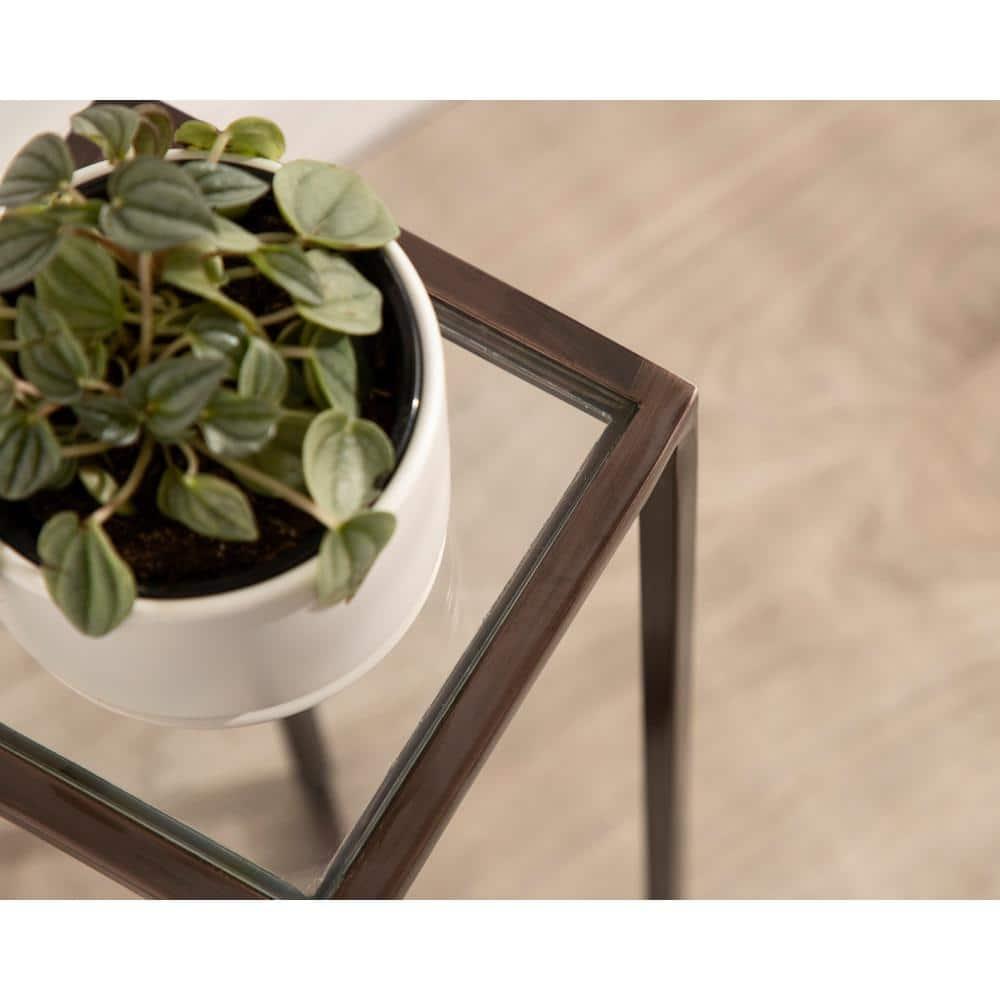 Kate and Laurel Jaspur Square Metal Drink Table, 7x7x21, Bronze