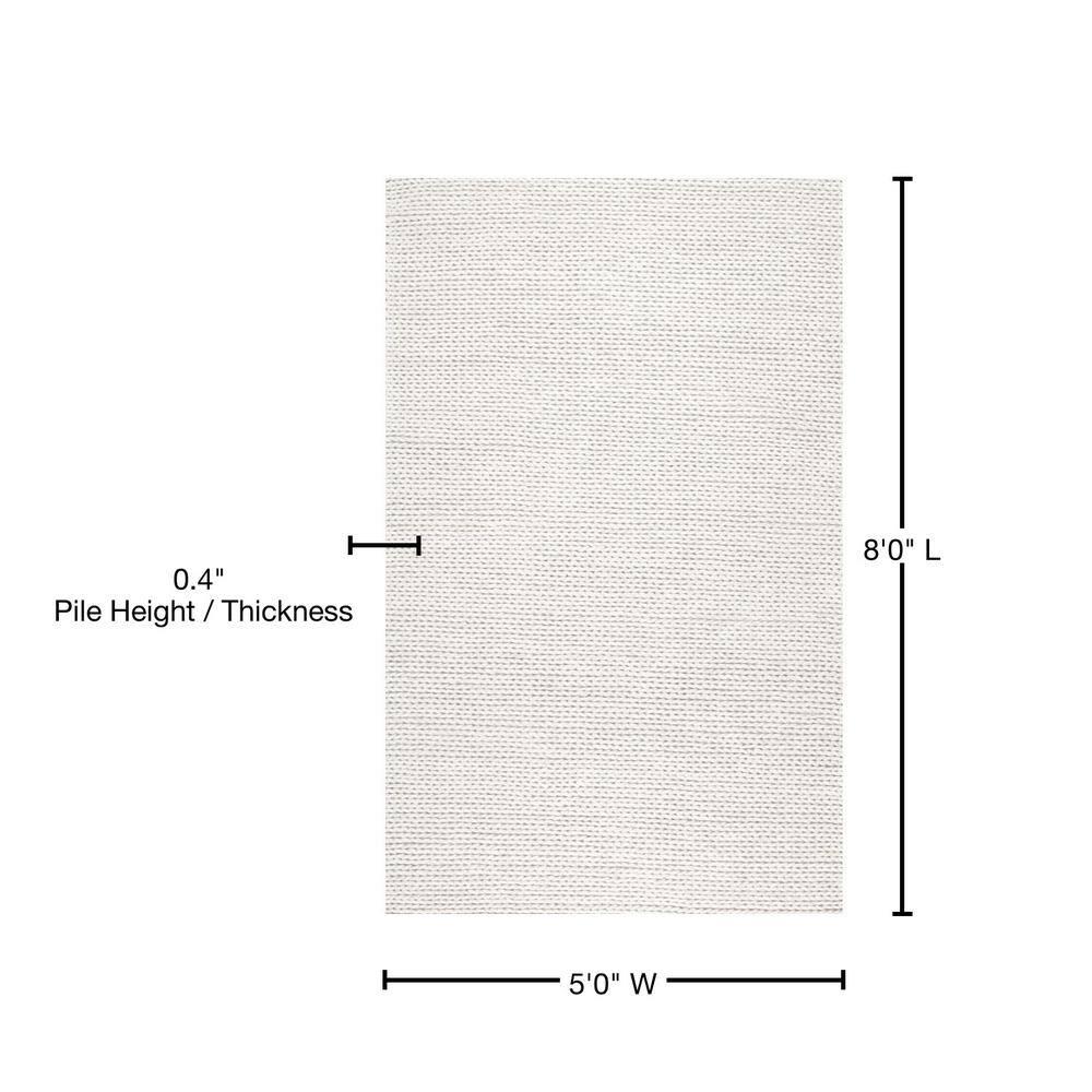 nuLOOM Penelope Braided Wool Off White 5' x 8' Farmhouse Area Rug