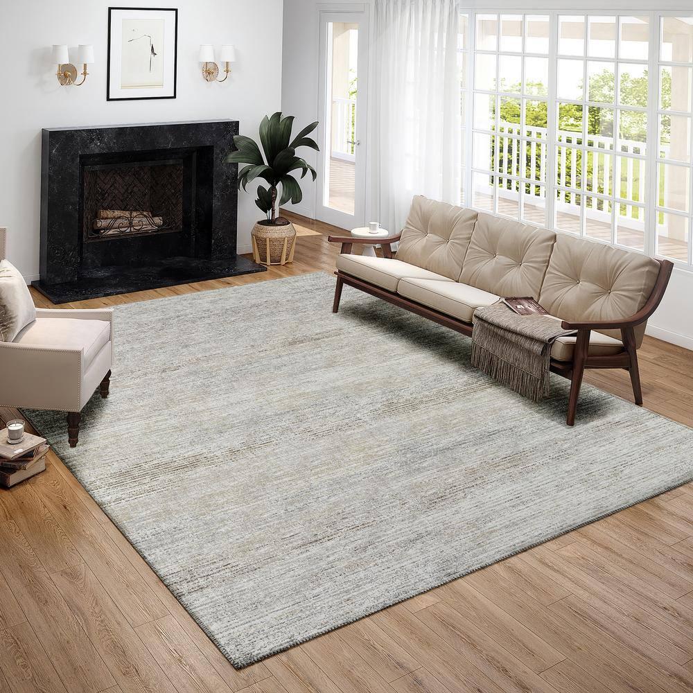 Addison Rugs Indoor/ Outdoor Marston Dynamic Transitional Striped Washable Area Rug 10' x 14' - Beige