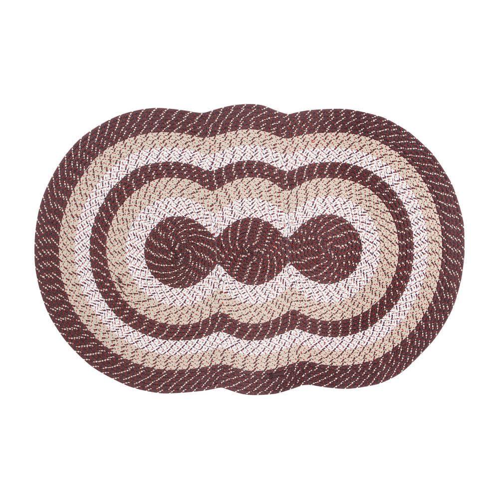 Better Trends Country Braid Reversible Indoor Area Utility Rug 100% Polypropylene, 40" x 60" Tri-Circle, Brown Stripe