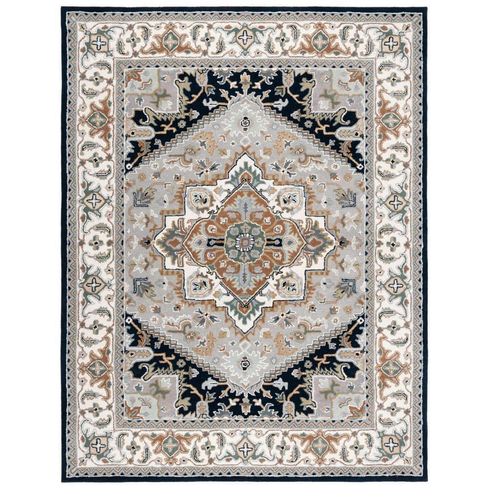 Heritage HG625 Handmade Area Rug - 8'x10' - Grey/Navy - Safavieh