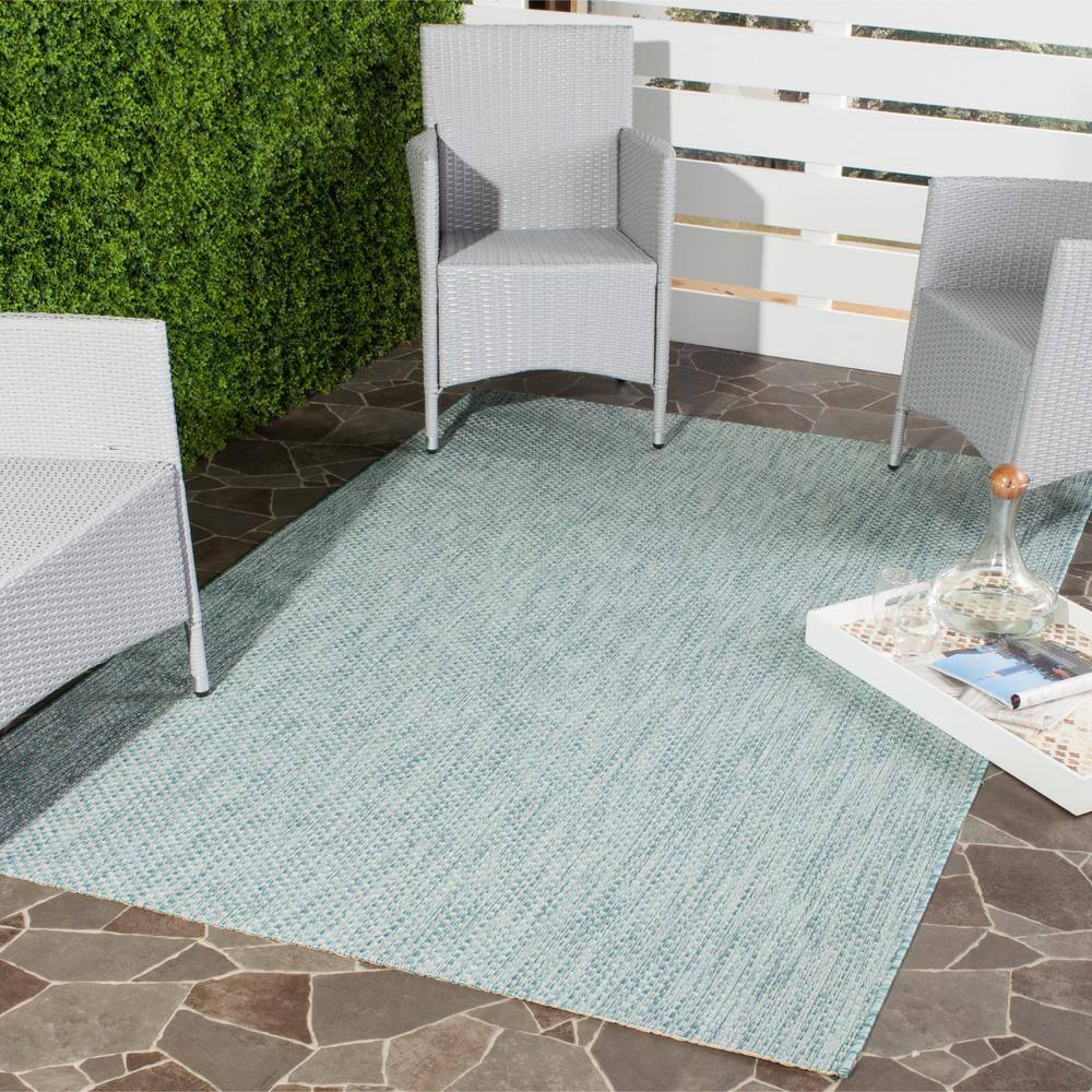Courtyard CY8521 Power Loomed Indoor/Outdoor Accent Rug - Aqua/Grey - 2'7"x5' - Safavieh.