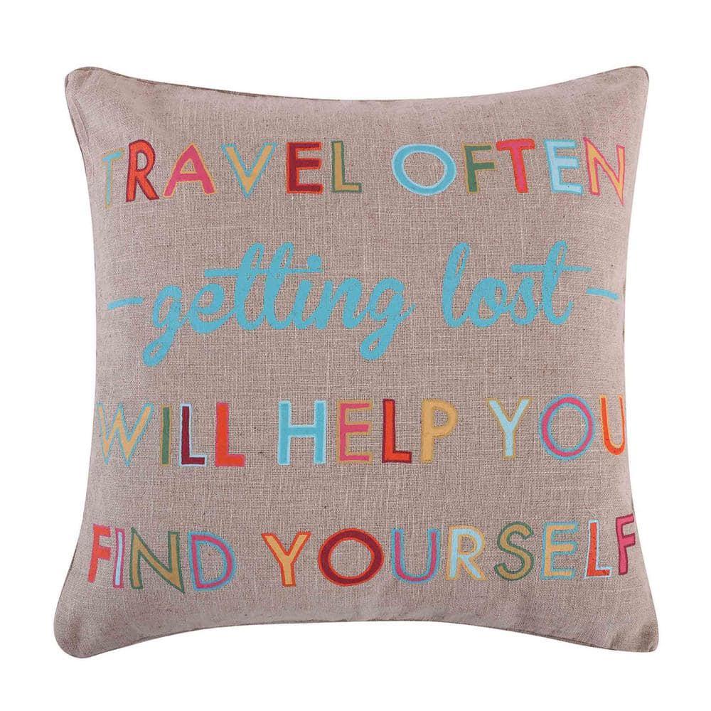 Mayla Travel Often Burlap Pillow