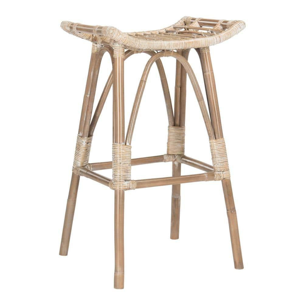 Leda Rattan Bar Stool - WIK6511 - White/Grey - Safavieh