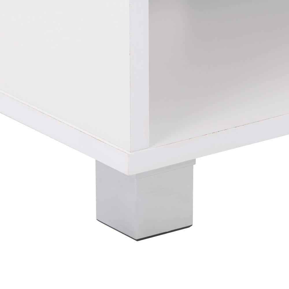 Hollywood TV Stand for TVs up to 85" White - CorLiving: Modern Laminate Console with Open Shelves