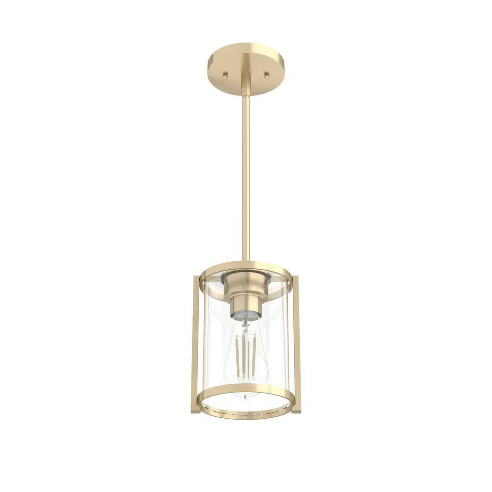Astwood Clear Glass Mini Pendant Ceiling Light Fixture Gold - Hunter Fan: ETL Listed, Art Deco, Adjustable Height, Metal Body
