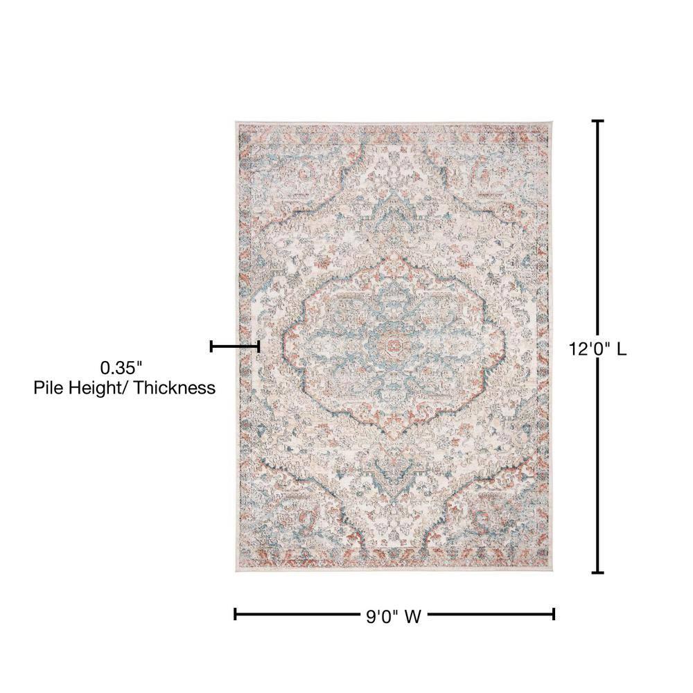 SAFAVIEH Oregon Seachlann Floral Bordered Area Rug, 9' x 12', Grey/Blue