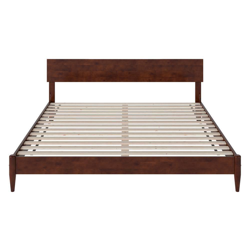 AFI Aria King Modern Solid Wood Low Profile Platform Bed, Walnut