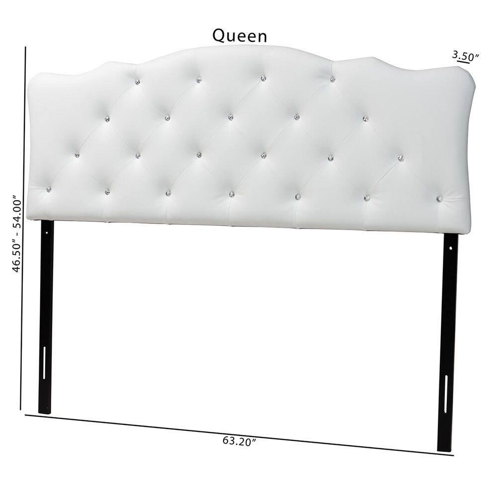 Queen Rita Modern And Contemporary Faux Leather Upholstered Button-Tufted Scalloped Headboard White - Baxton Studio