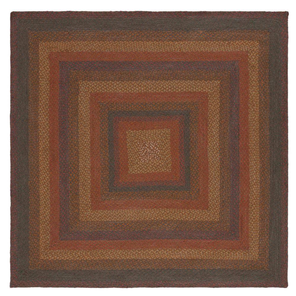 Braided BRD652 Flat Weave Indoor Area Rug - Green/Rust - 6'x6' - Safavieh