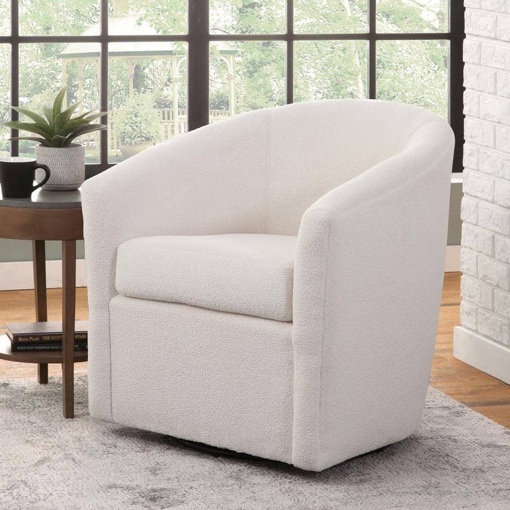 Odessa Barrel Style Swivel Accent chair in Ivory Performance Fabric