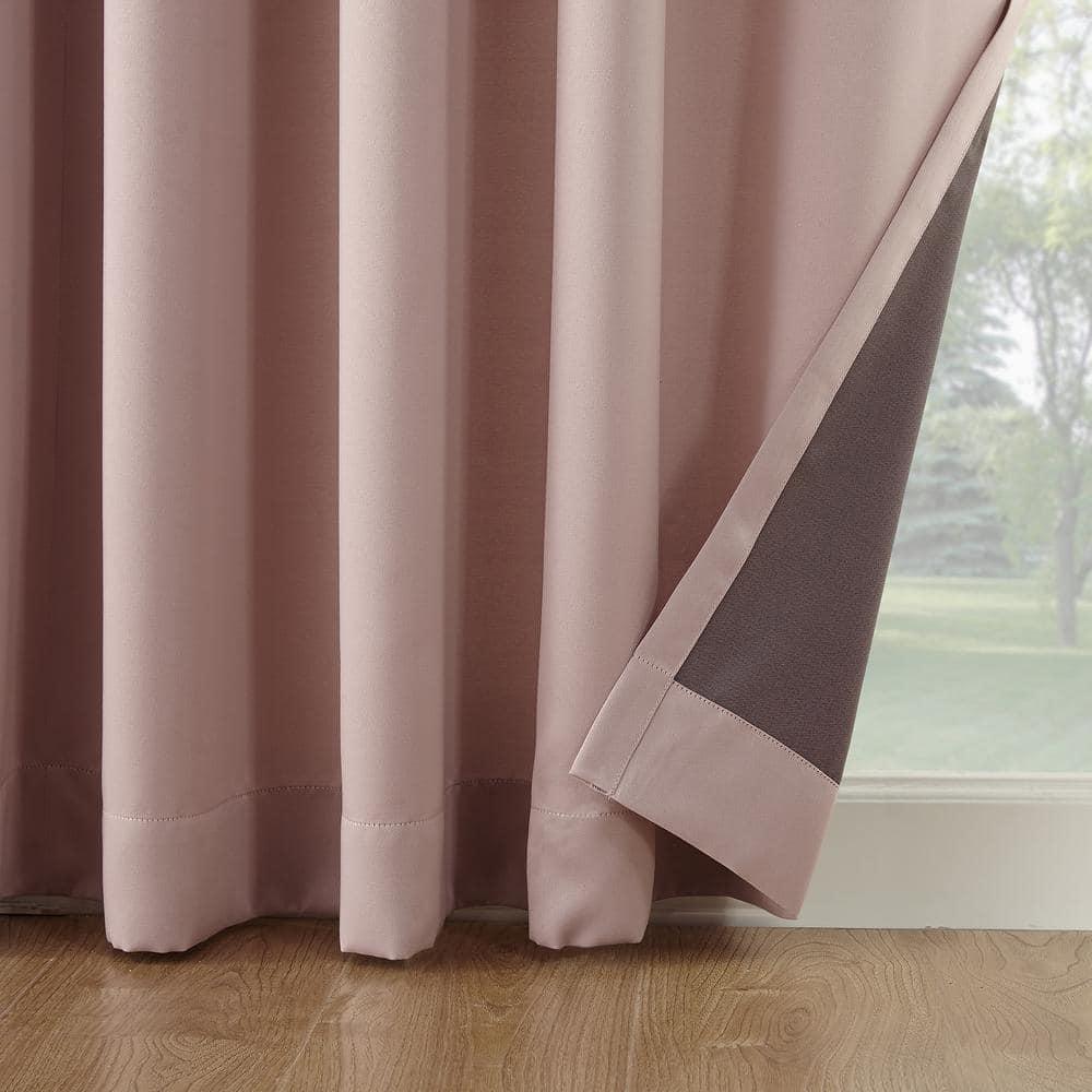 Sun Zero Bartlett Grommet Room Darkening Extra Wide Patio Curtain Panel, 100"x84", Blush Pink