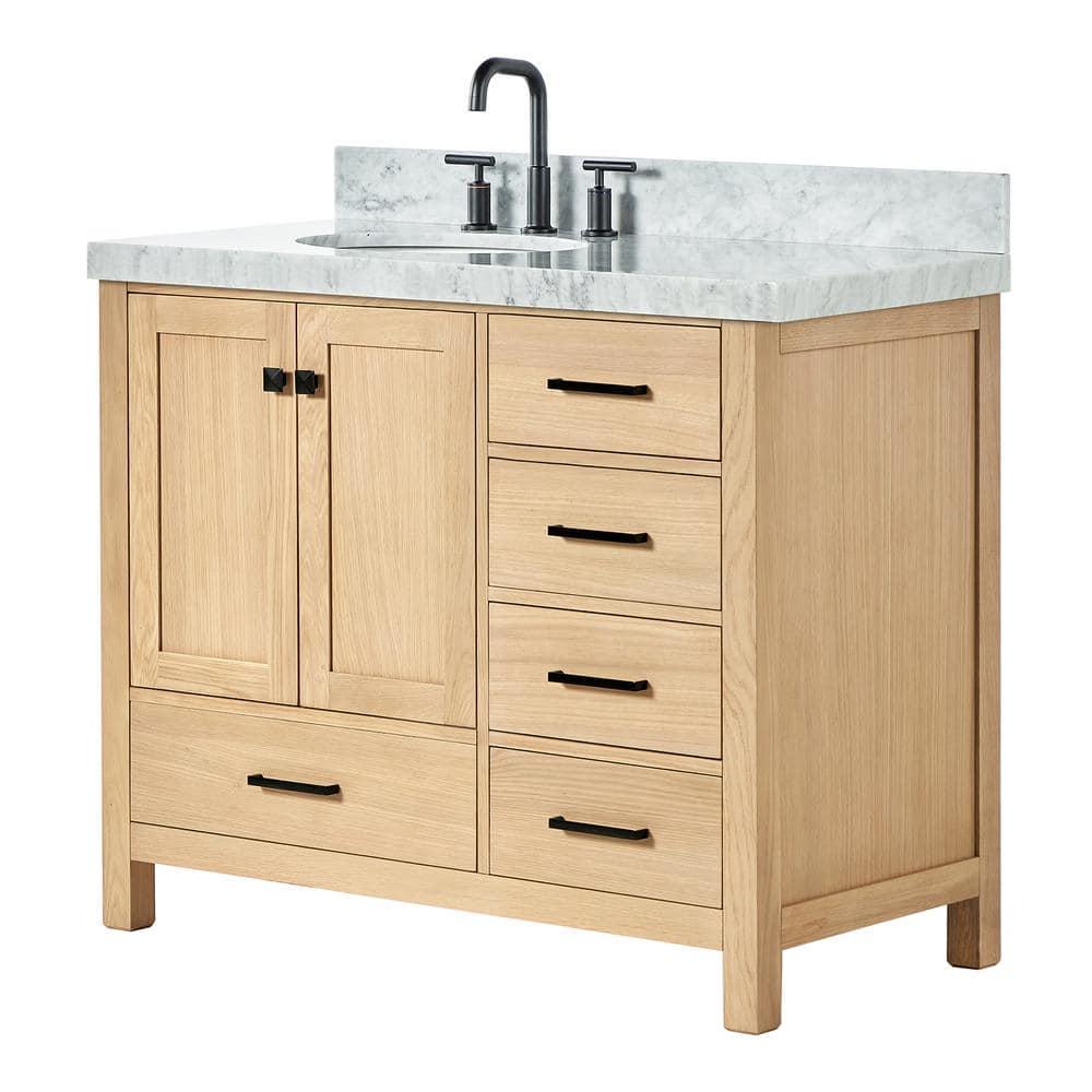 Cambridge 42'' Single Bathroom Vanity with Carrara Marble Top