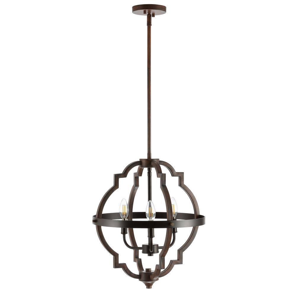 Ogee 16.75" 3-Light Adjustable Iron Rustic Industrial LED Pendant, Oil Rubbed Bronze